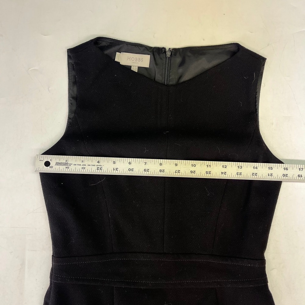 Hobbs London Black Sleeveless Sheath Dress Tailored V-Neck‎ Professional LBD - Picture 12 of 15